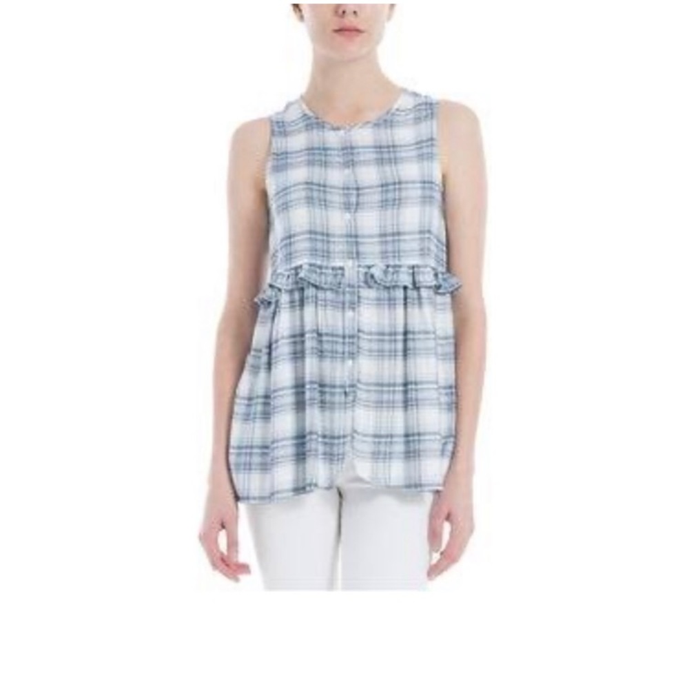 MAX STUDIO LONDON-Womens Ruffled Button Up Shirt.